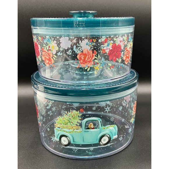 The Pioneer Woman Holiday Truck Henry 2 Pk Treat Container Storage - Picture 2 of 2